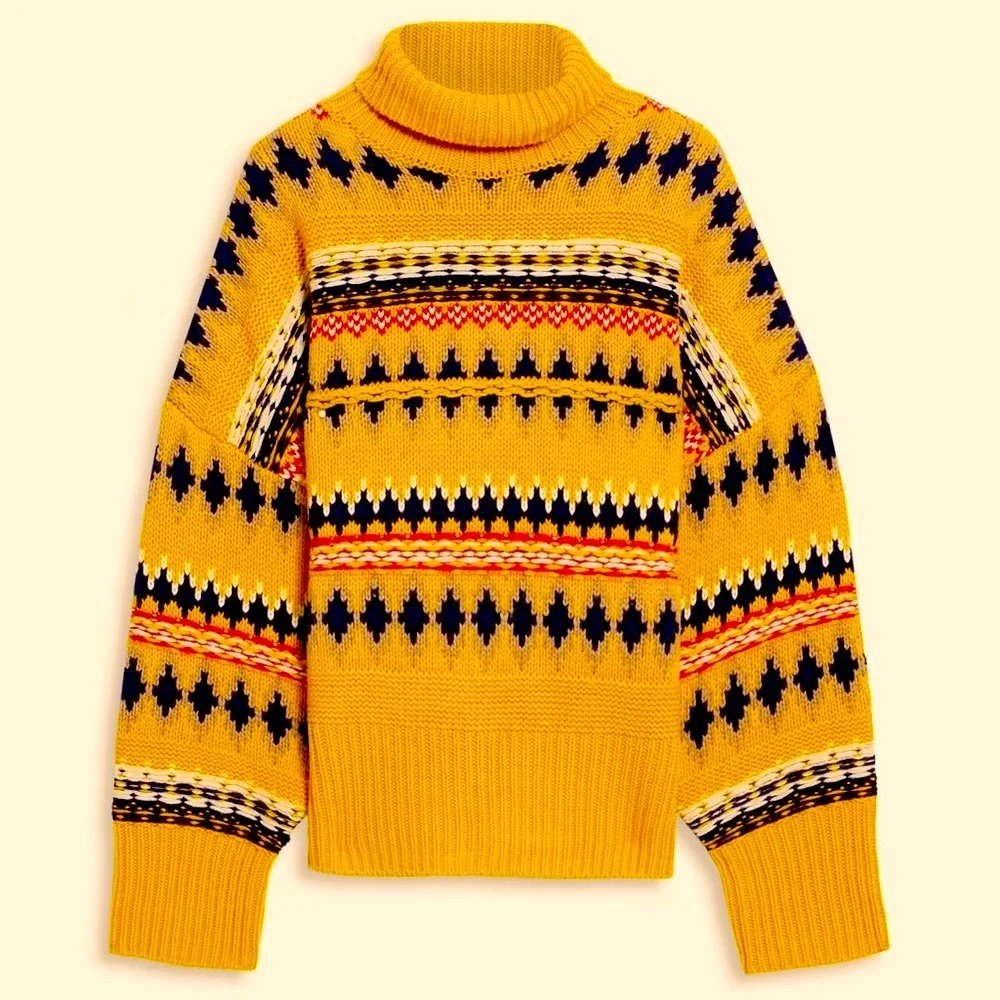 NWT RAG & BONE Willow Fair Isle wool turtleneck sweater $475. - Picture 3 of 8